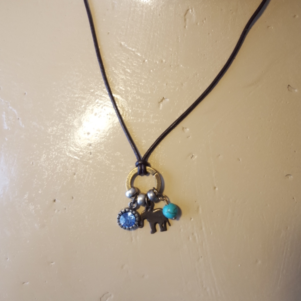 Beaded Charm Cord Necklace